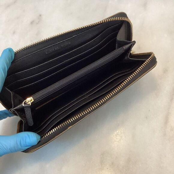 Michael Kors Saffiano Leather Continental Full Zip-Around Wallet - Picture 12 of 15
